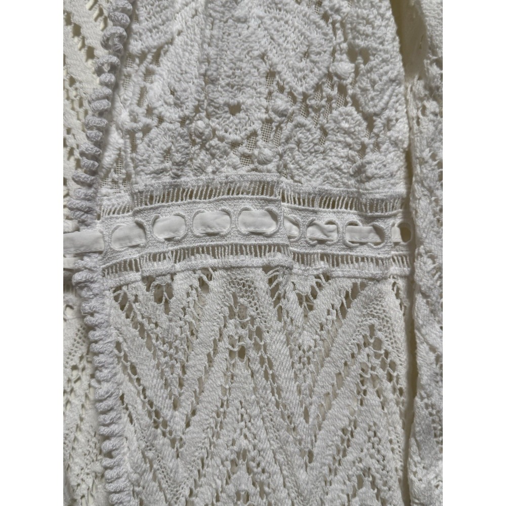 TEMPTATION POSITANO Lace Embroidered Crochet Long Open Dress Coverup Sz M - Picture 4 of 7